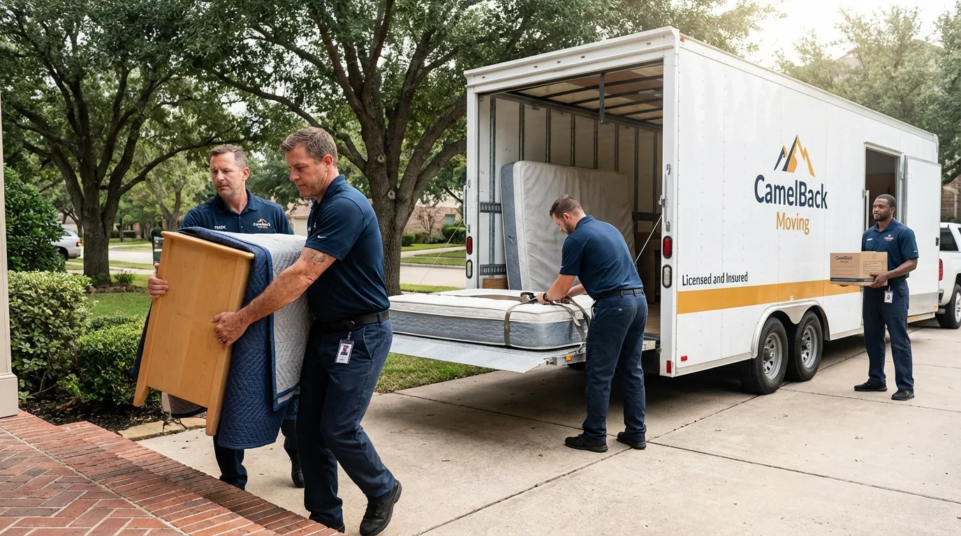 Crew loading residential truck for cross-state move from Okeechobee, FL