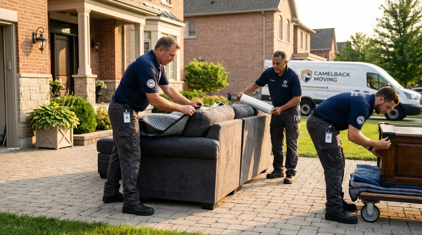 Large estate moving crew wrapping furniture in Okeechobee, FL
