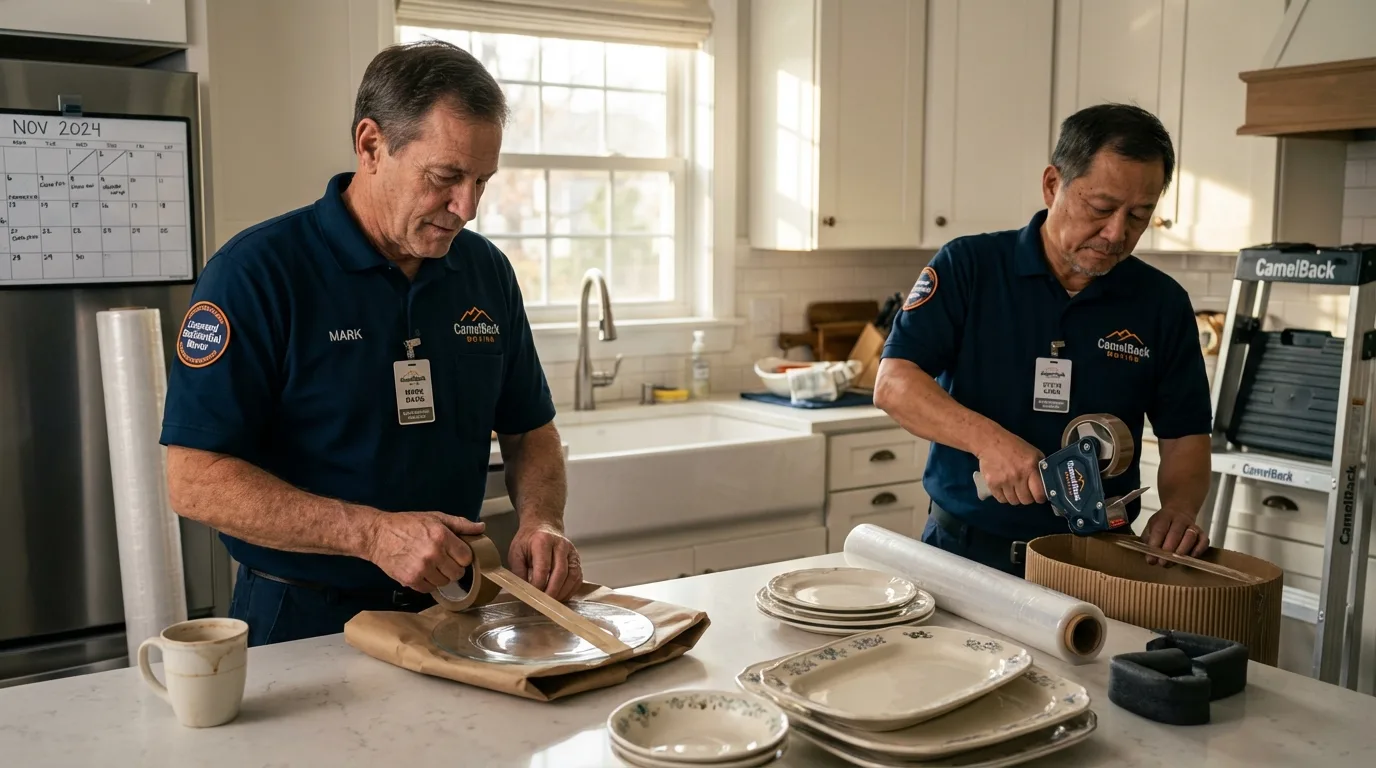 Professional crew packing kitchen dishware in Okeechobee, FL
